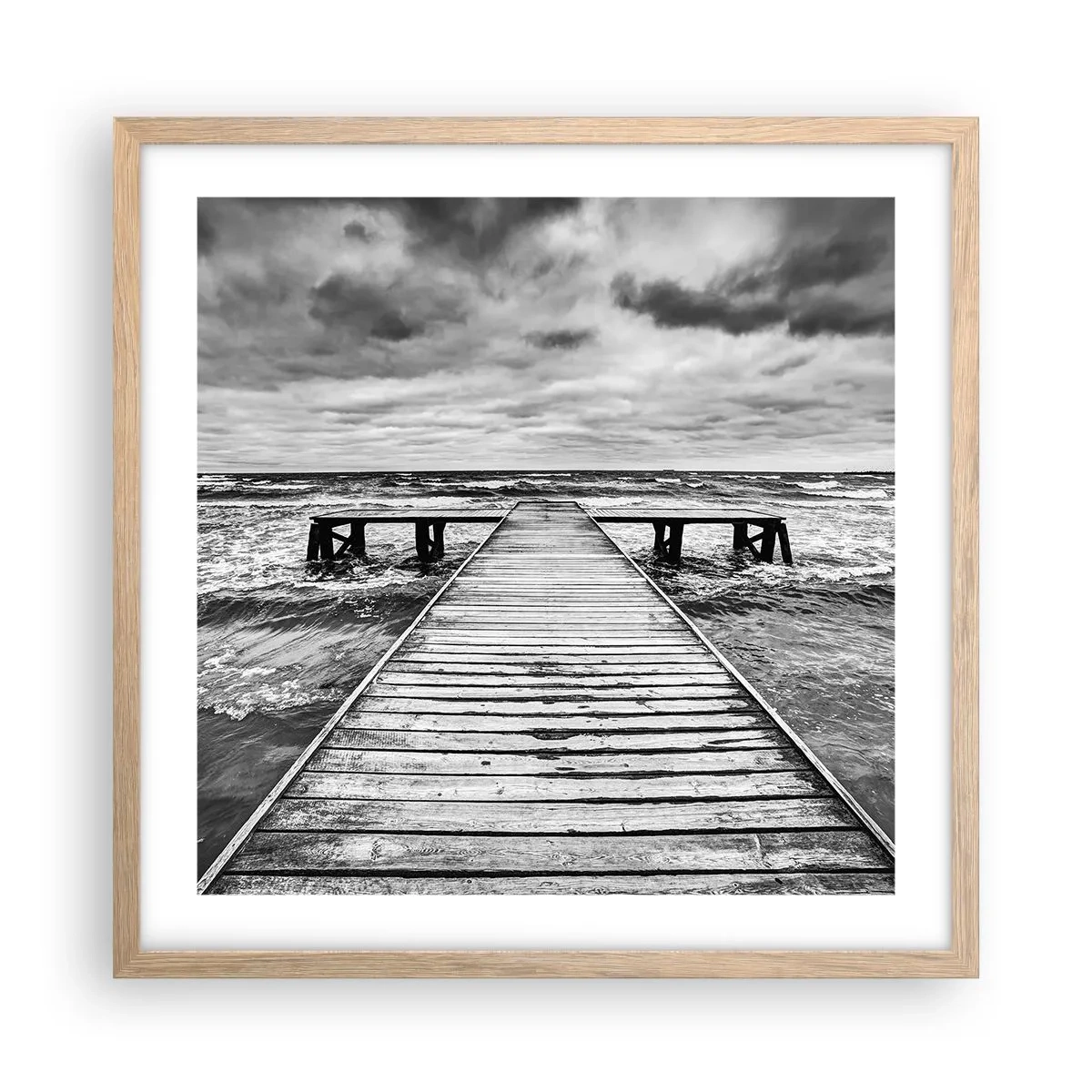 Plagát v ráme zo svetlého duba - Čakám na vietor, čo rozfúka… - 50x50 cm