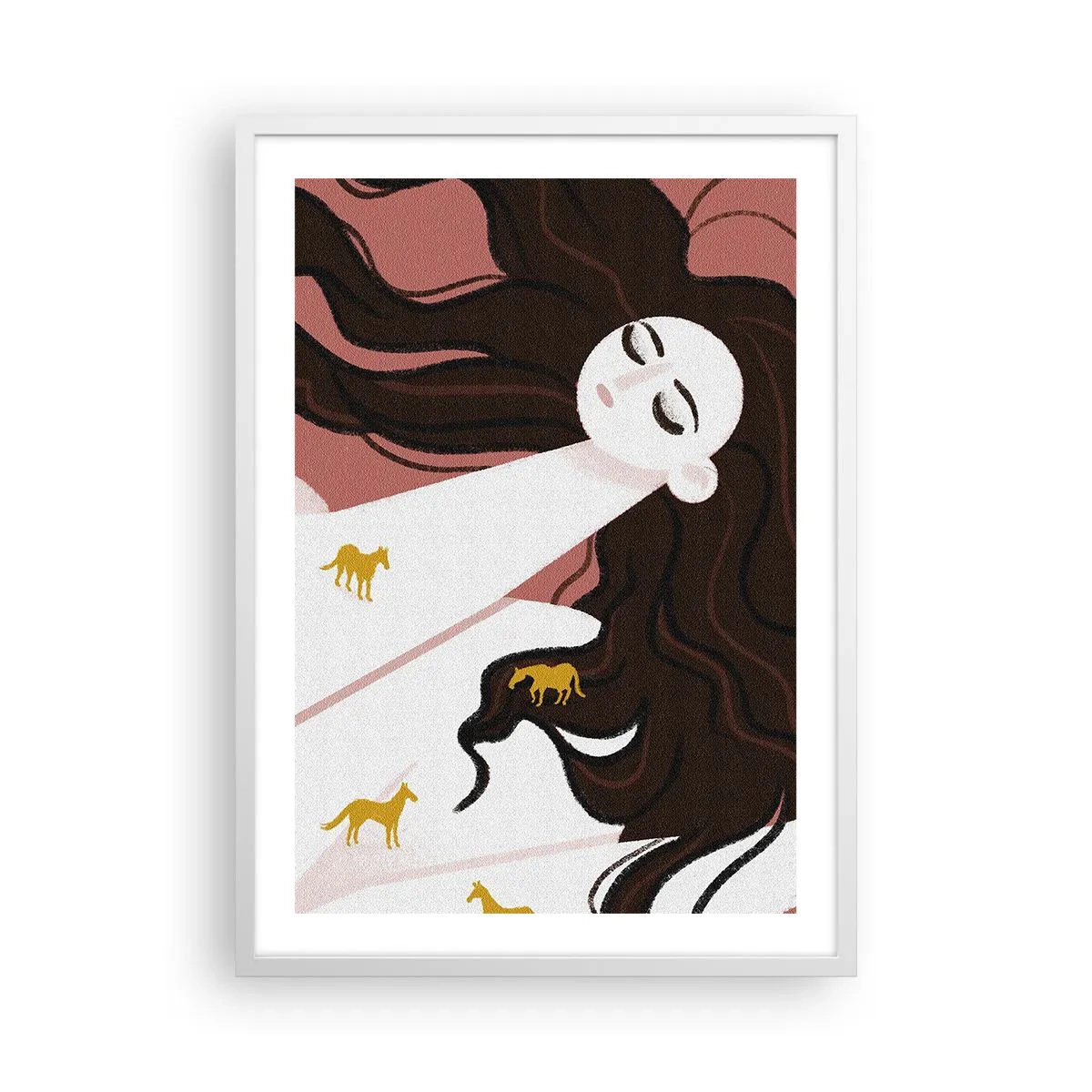 Plagát v bielom ráme - Sen o zlatom koni - 50x70 cm