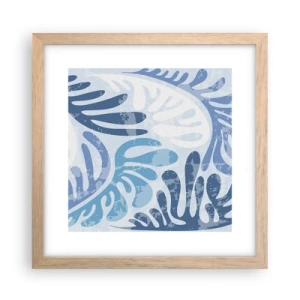 Plagát v ráme zo svetlého duba - Modré papradie - 30x30 cm