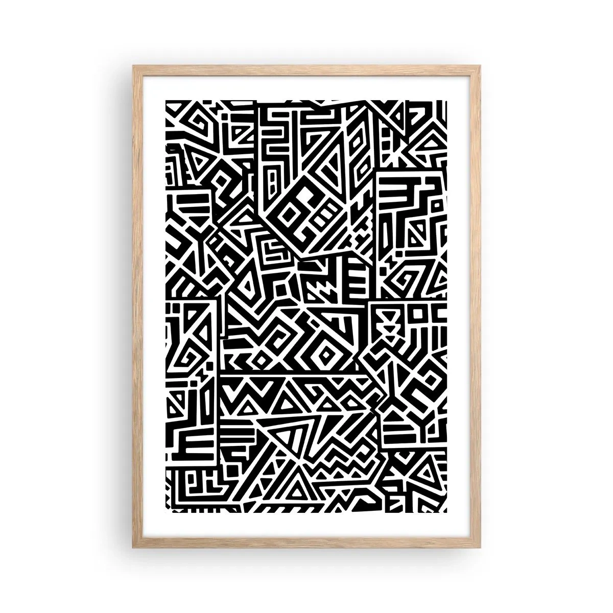 Plagát v ráme zo svetlého duba - Predkolumbovská kompozícia - 50x70 cm