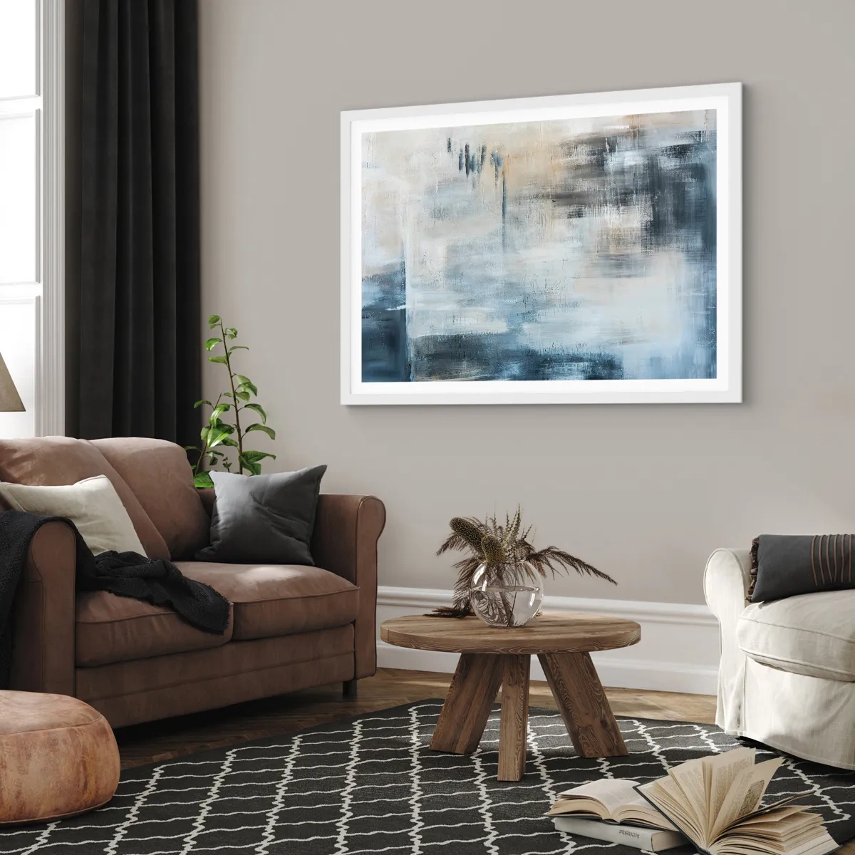 Plagát v bielom ráme - Za závojom modrej - 91x61 cm