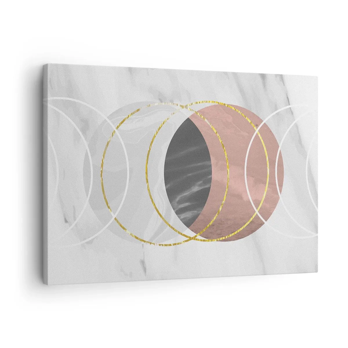 Obraz na plátne - Abstraktná geometrická kompozícia s kruhmi a kovovými detailmi - 70x50cm - Hudba sfér - Moderná nástenná dekorácia do obývacej izby a spálne ARTTOR