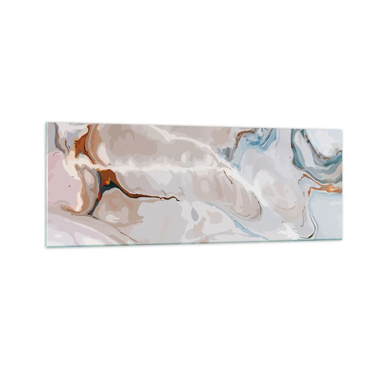 Obraz na skle - Modré meandre pod bielou - 140x50 cm