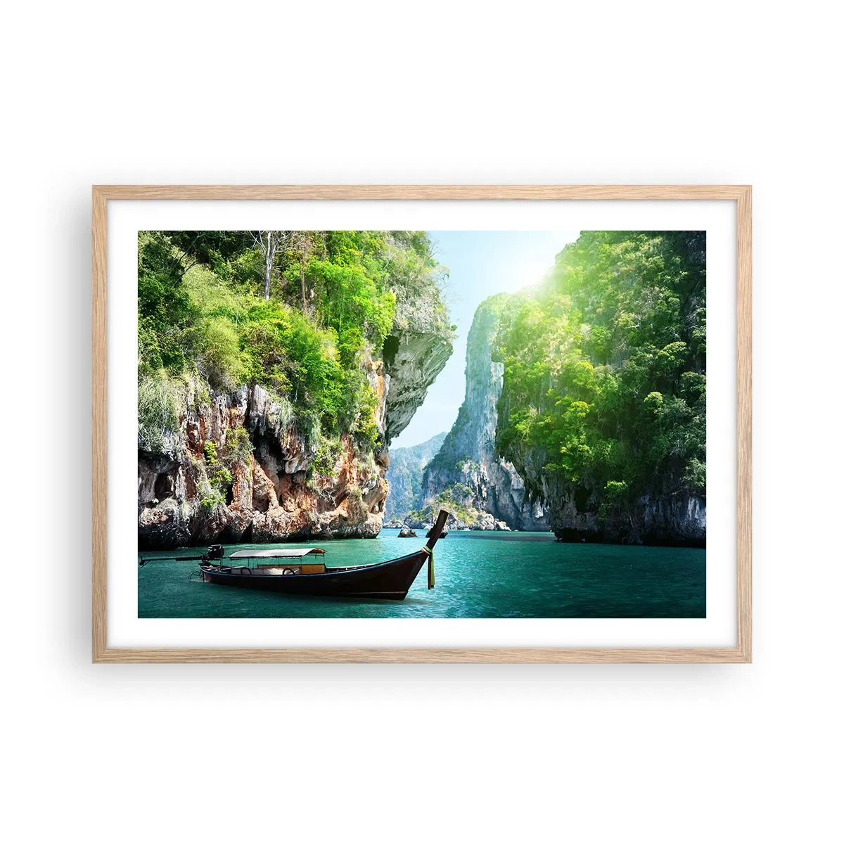 Plagát v ráme zo svetlého duba - Pozvánka na exotickú cestu - 70x50 cm