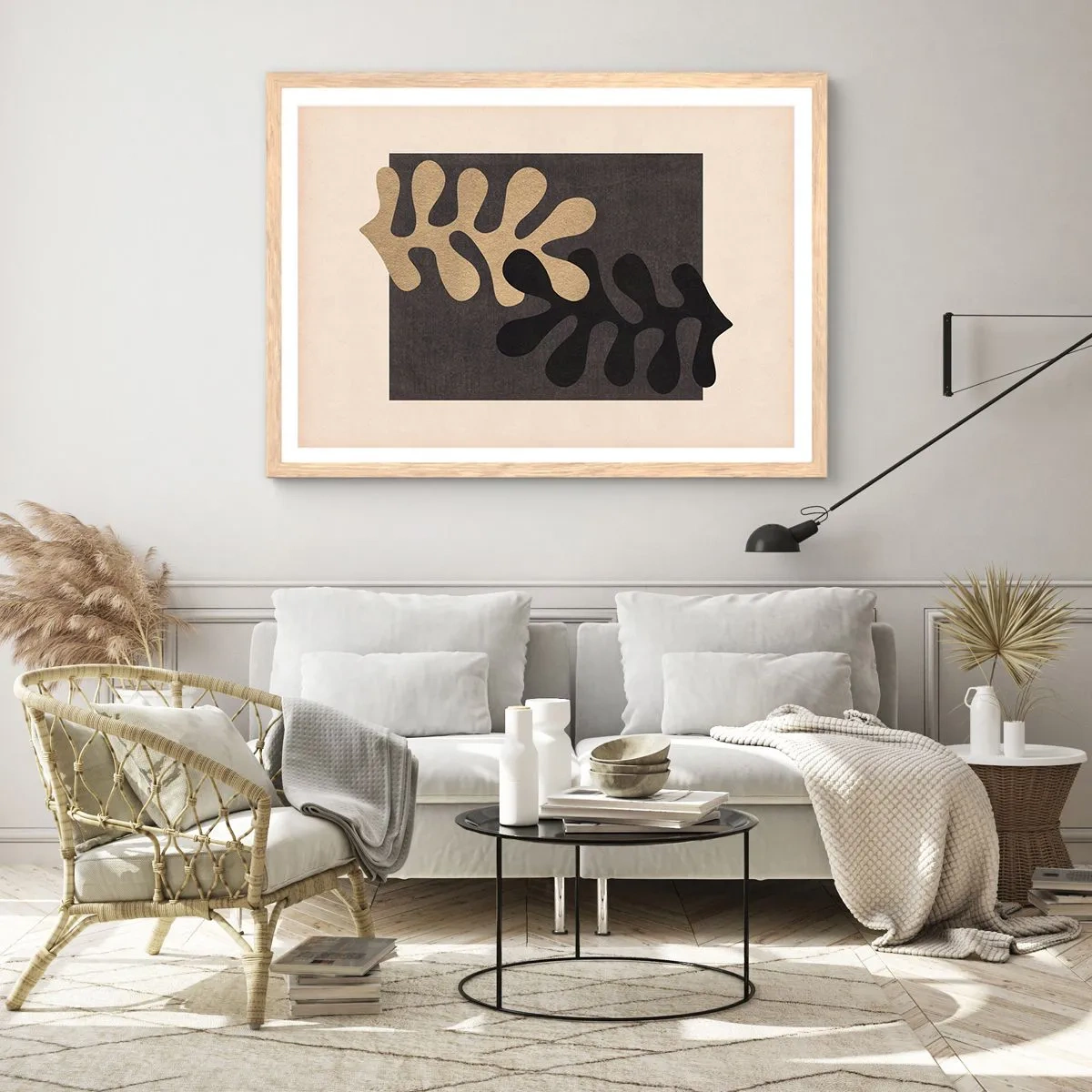 Plagát v ráme zo svetlého duba - Neprítomnosť a doplnenie - 70x50 cm