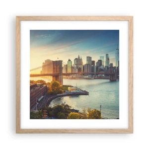 Plagát v ráme zo svetlého duba - Svitanie veľkomesta - 40x40 cm