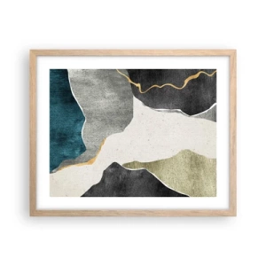 Plagát v ráme zo svetlého duba - Mozaiková kompozícia so zlatou niťou - 50x40 cm