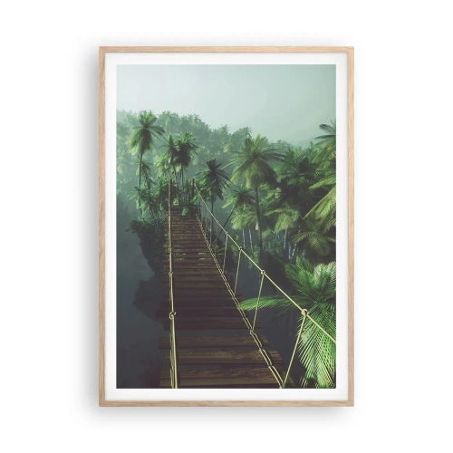 Plagát v ráme zo svetlého duba - Pri vodopáde zelene - 70x100 cm