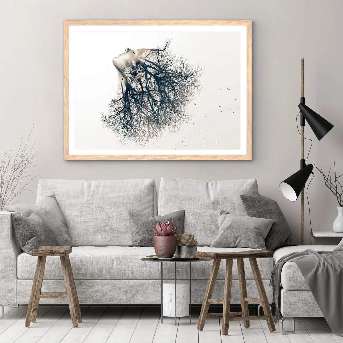 Plagát v ráme zo svetlého duba - Očarená šepotom stromu - 50x40 cm