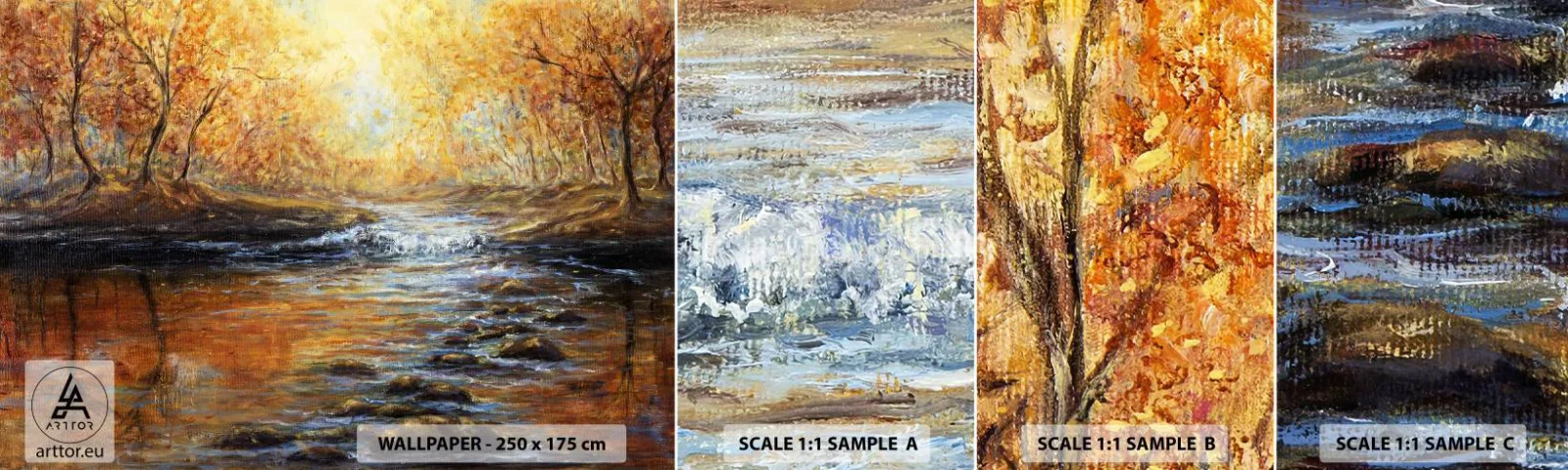 Vzorka Fototapeta Standard Eco - Zlatý potok - Krajina, Horský potok, les - 100x30 cm