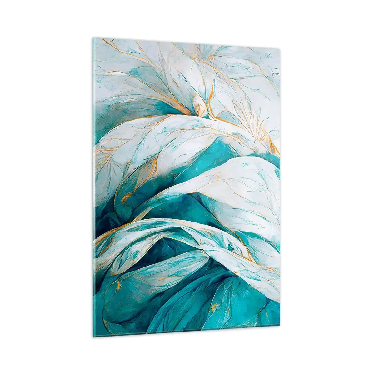 Obraz na skle - Modrá abstrakcia so zlatým motívom - 50x70 cm