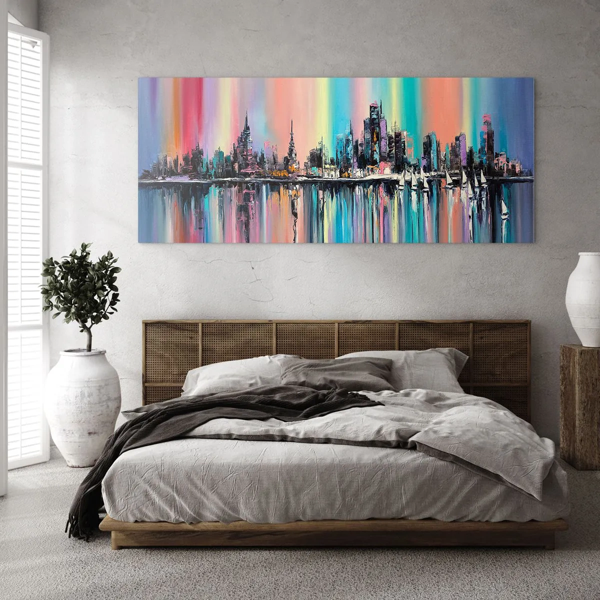 Obraz na skle - Nočný prúd svetla - 140x50 cm