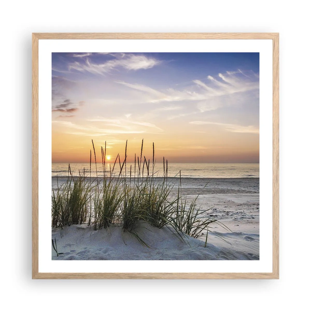 Plagát v ráme zo svetlého duba - Pozri sa, predstav si a pociť - 60x60 cm