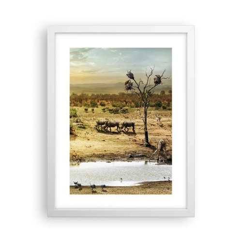 Plagát v bielom ráme - „Z raja opäť pramenila rieka…“ - 30x40 cm