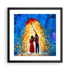 Plagát v čiernom ráme - Mágia daždivého večera? - 40x40 cm