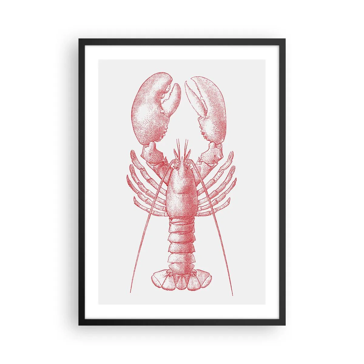 Plagát v čiernom ráme - Vintage kresba homára na svetlom pozadí - 50x70cm - Homár hodný Homéra - Moderná nástenná dekorácia do obývacej izby a spálne ARTTOR