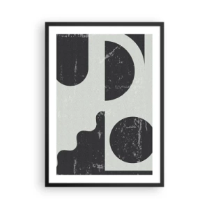 Plagát v čiernom ráme - Abstraktná geometrická kompozícia v čiernej a sivej farbe - 50x70cm - Kompozícia nad a pod - Moderná nástenná dekorácia do obývacej izby a spálne ARTTOR
