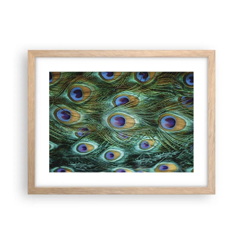Plagát v ráme zo svetlého duba - Páví pohľad - 40x30 cm