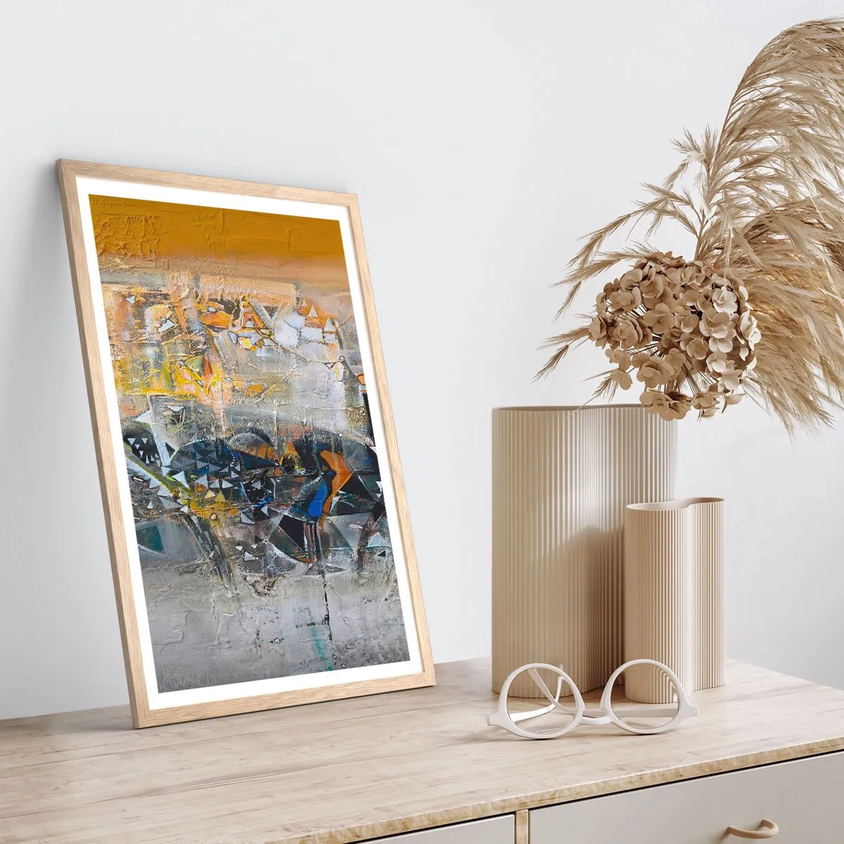 Plagát v ráme zo svetlého duba - Všetko sa podarí - 40x50 cm