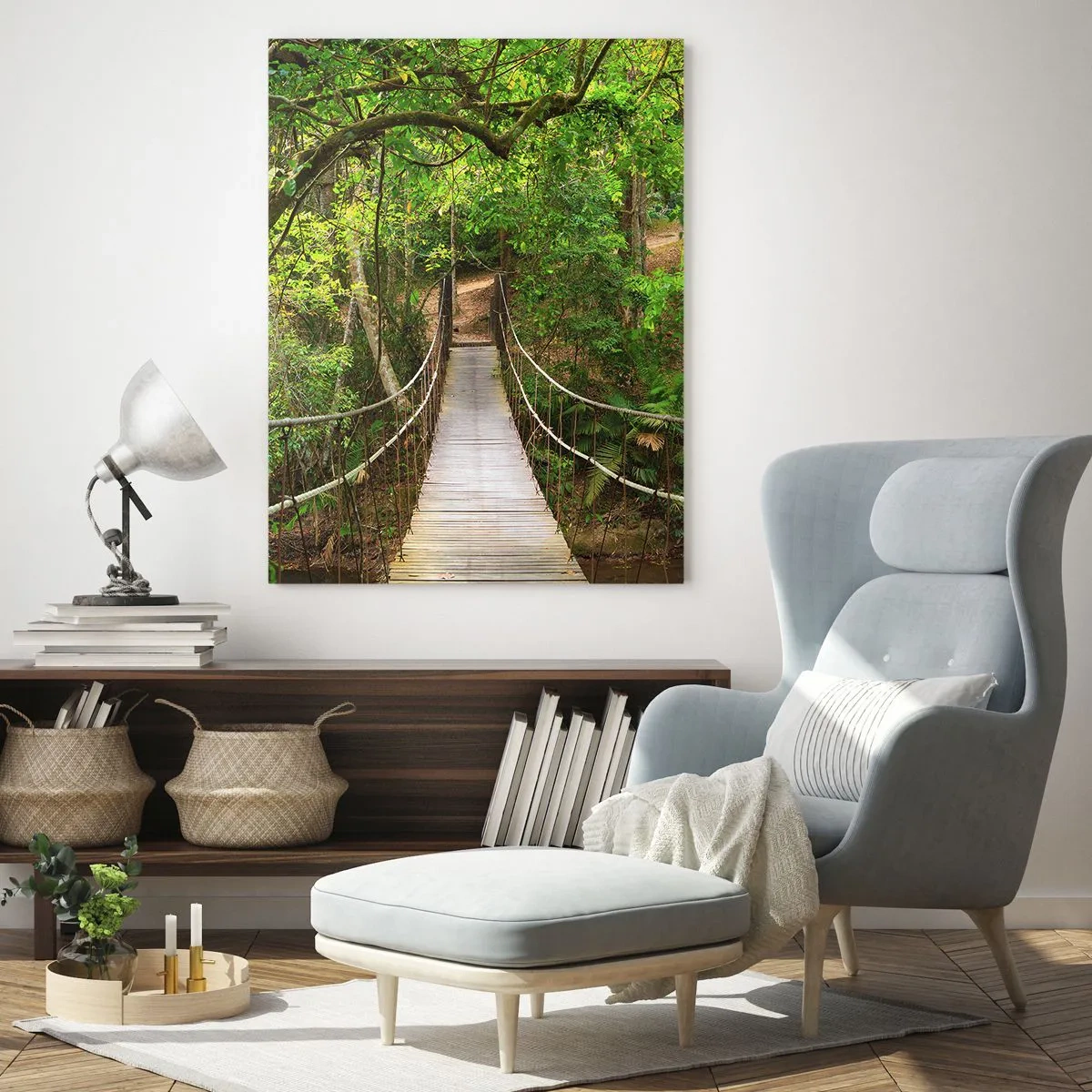Obraz na skle - Lebo na záhrade rastú popínavé rastliny - 50x70 cm