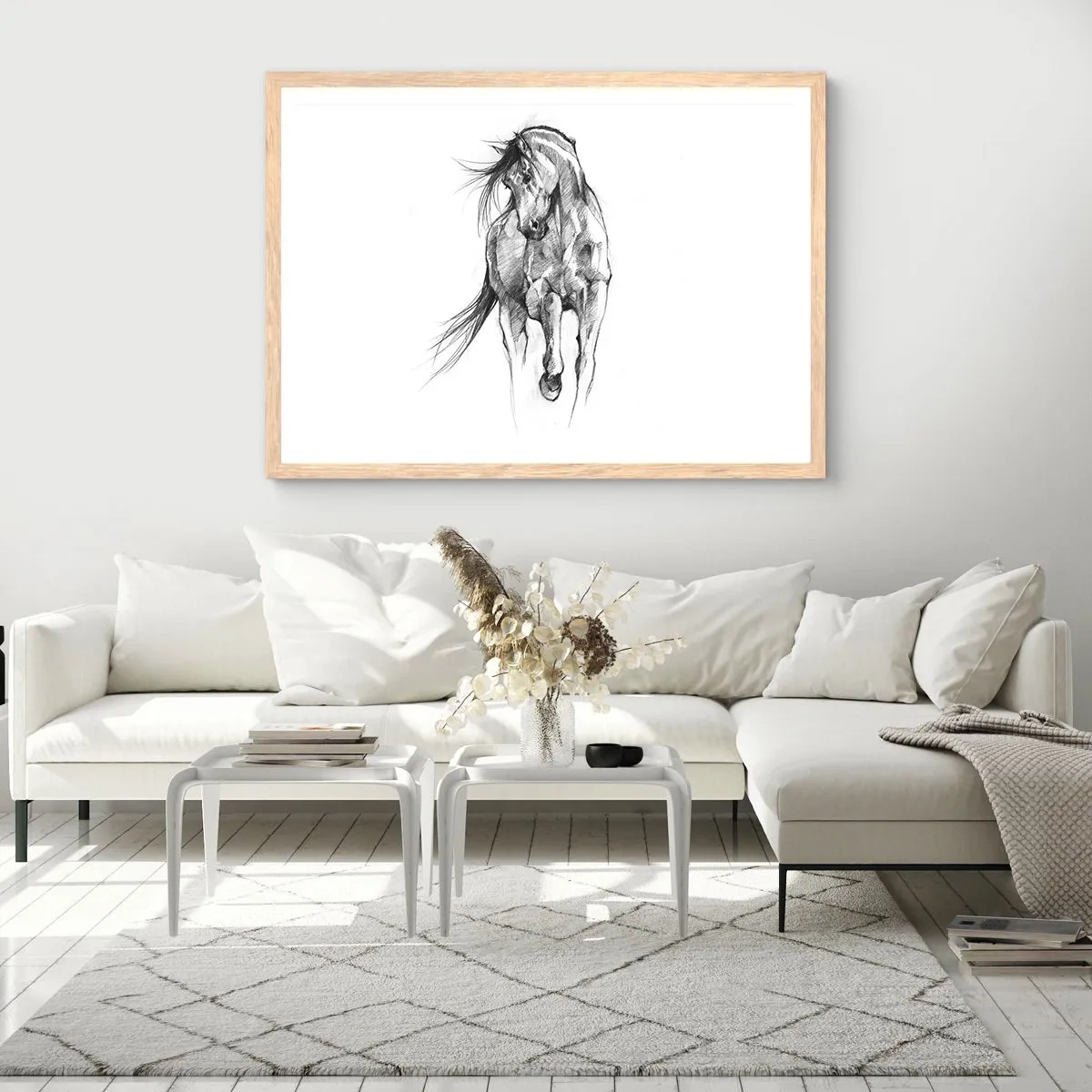 Plagát v ráme zo svetlého duba - V ladnom kluse - 91x61 cm