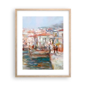 Plagát v ráme zo svetlého duba - Pastelová dovolenka - 40x50 cm