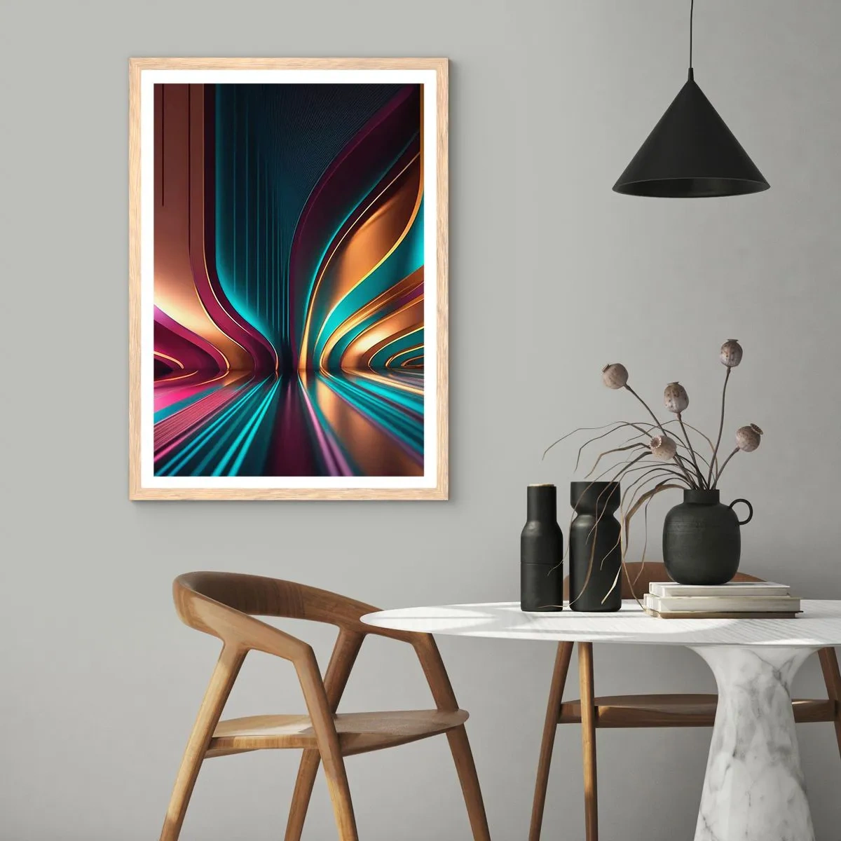 Plagát v ráme zo svetlého duba - Architektúra svetla - 70x100 cm