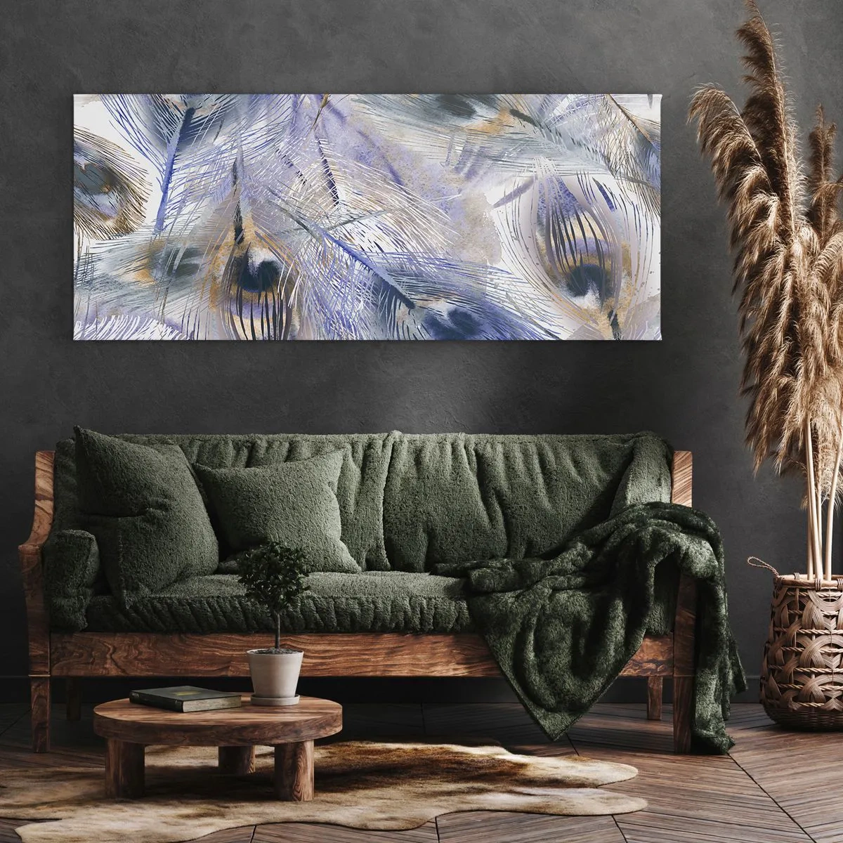 Obraz na plátne - Kompozícia pávieho oka - 140x50 cm