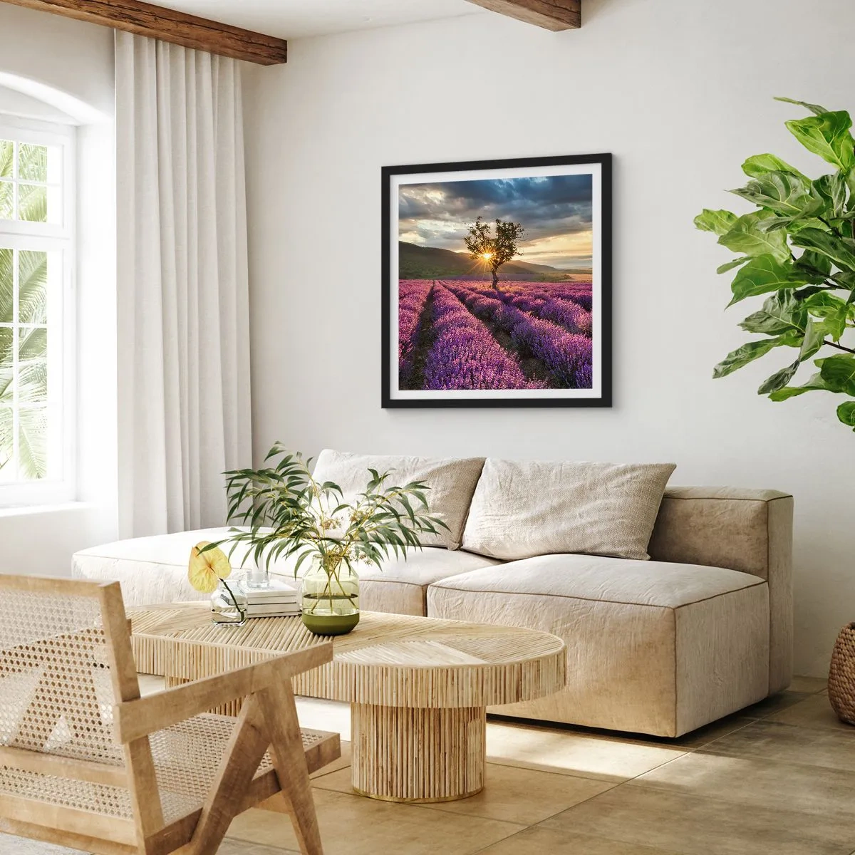 Plagát v čiernom ráme - Aróma vo fialovej - 60x60 cm