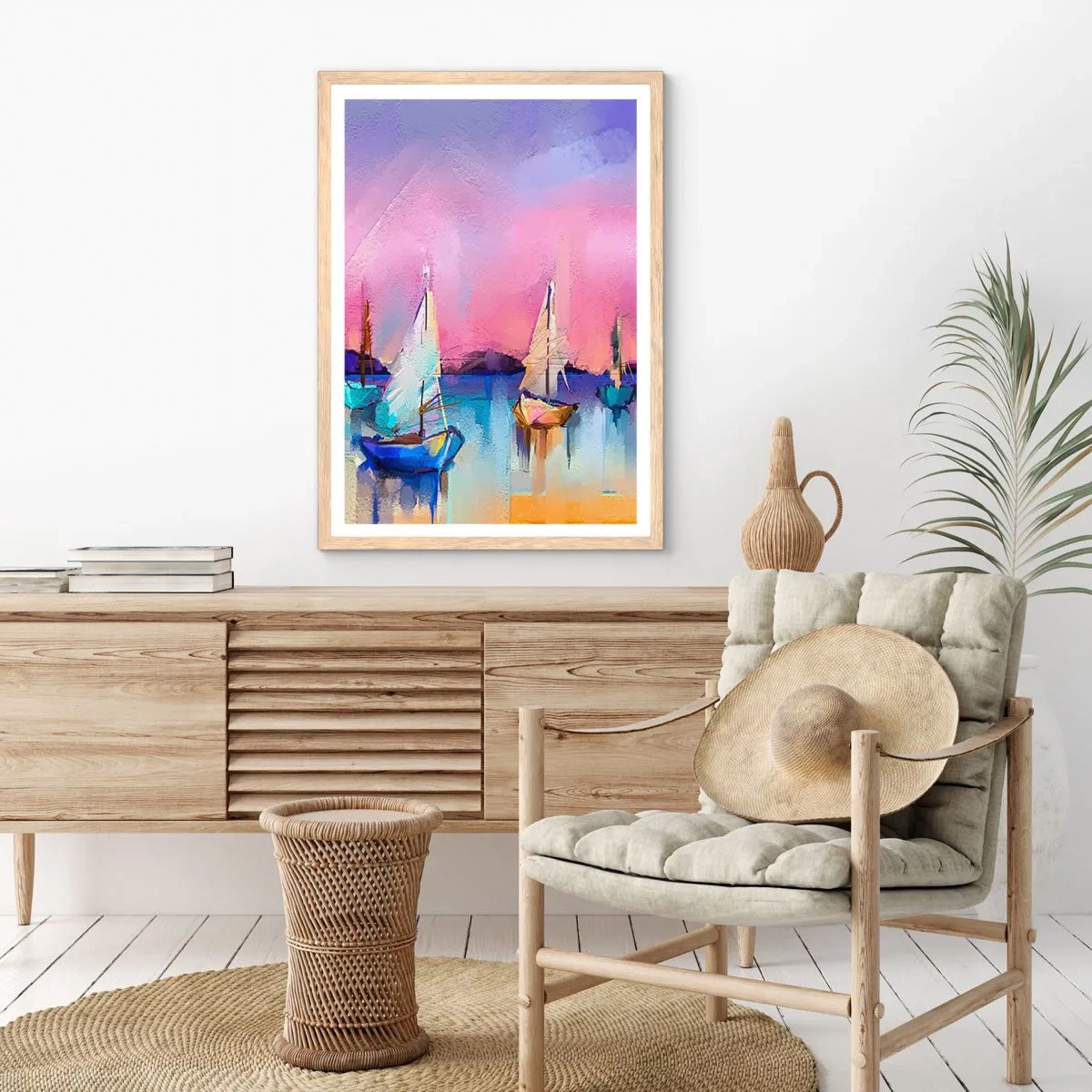 Plagát v ráme zo svetlého duba - Smer: široká voda - 50x70 cm