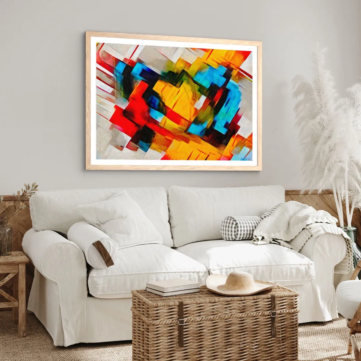 Plagát v ráme zo svetlého duba - Viacfarebný mix - 50x40 cm