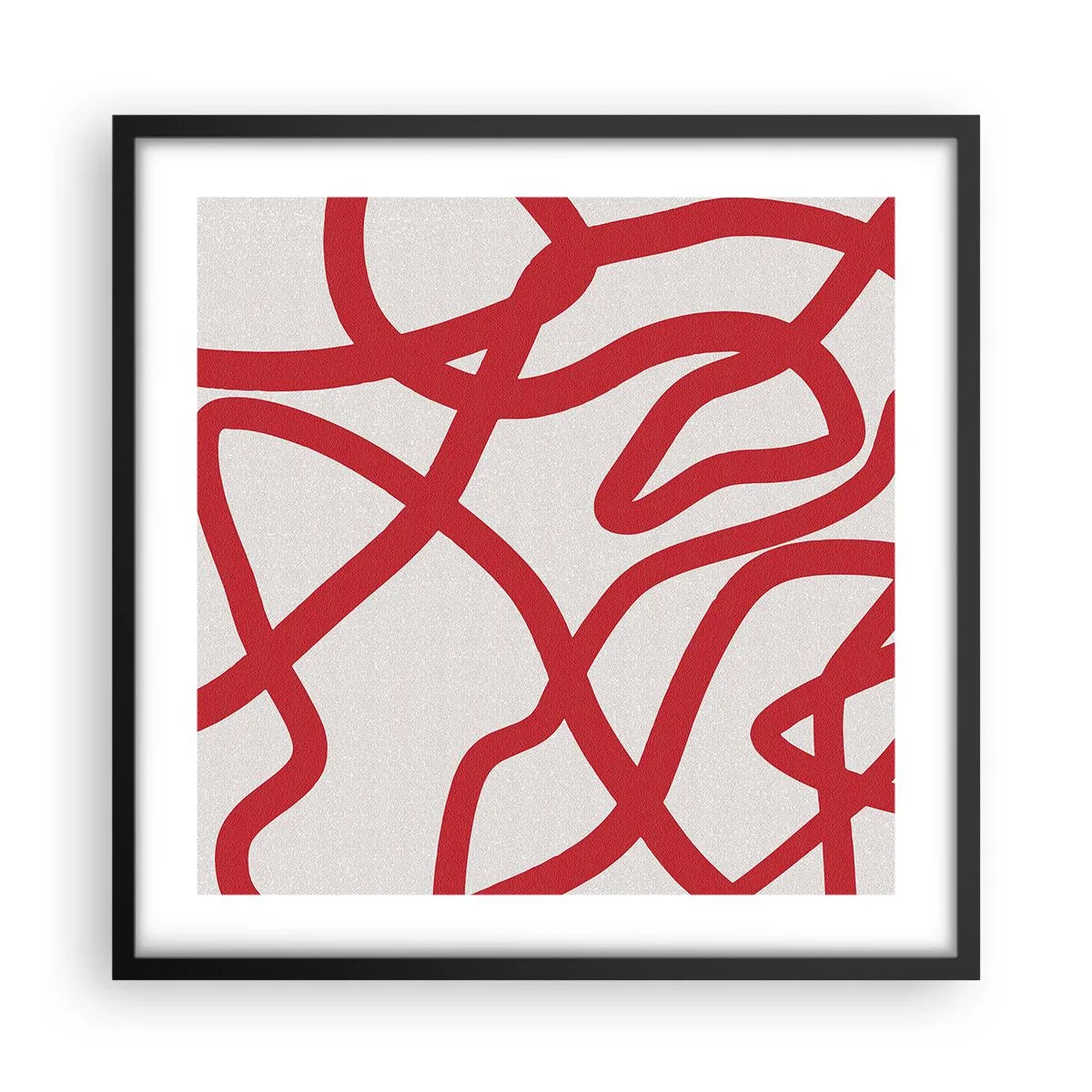 Plagát v čiernom ráme - Červené na bielom - 50x50 cm