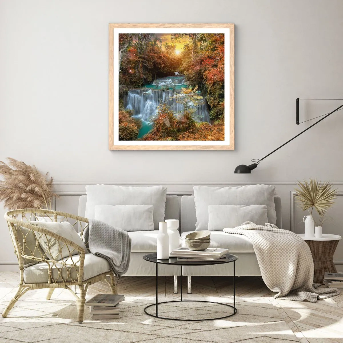 Plagát v ráme zo svetlého duba - Ukrytý poklad lesa - 50x50 cm