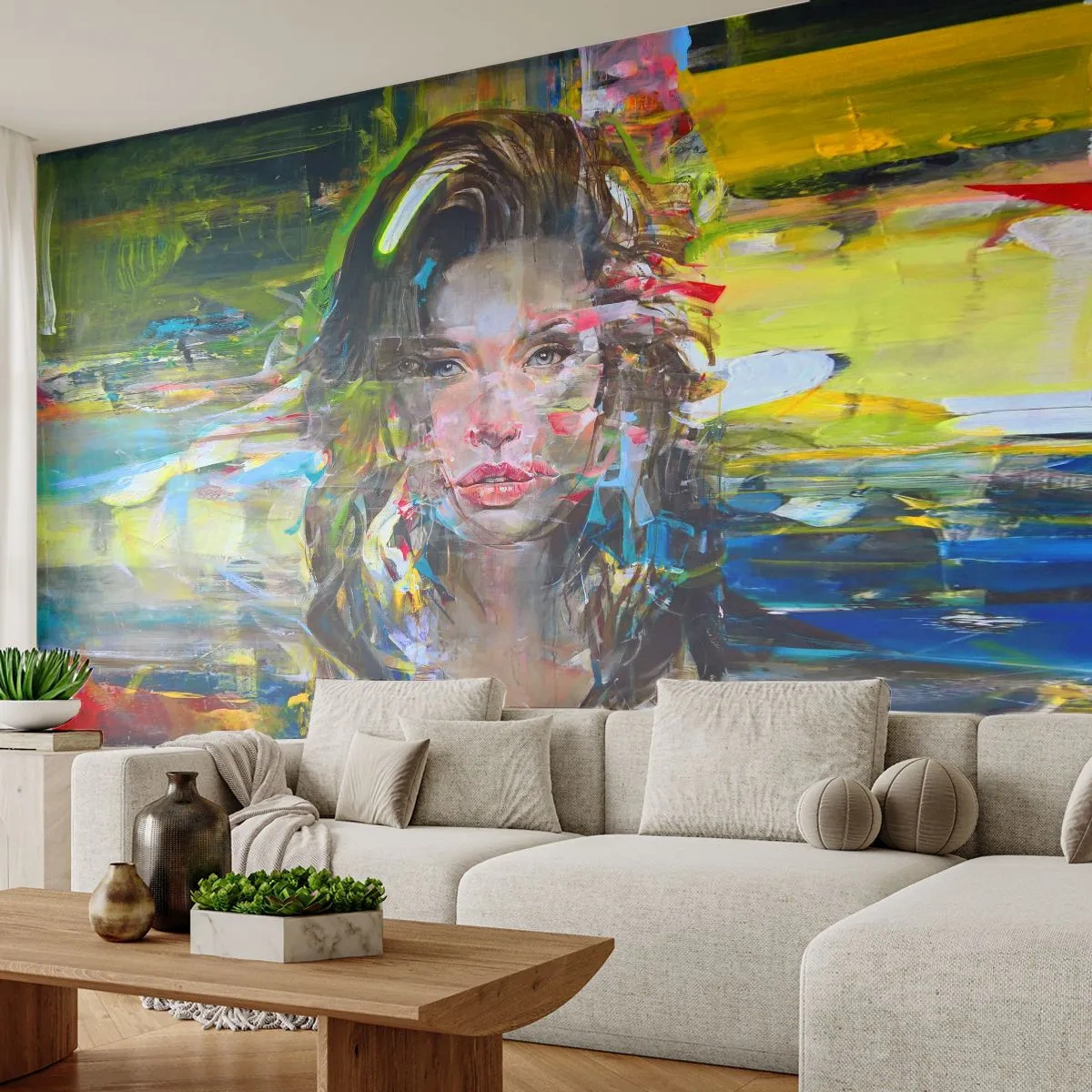 Fototapeta Premium Canvas - Za závojom vzduchu - Portrét ženy, Tvár, Abstrakcia - 350x256 cm