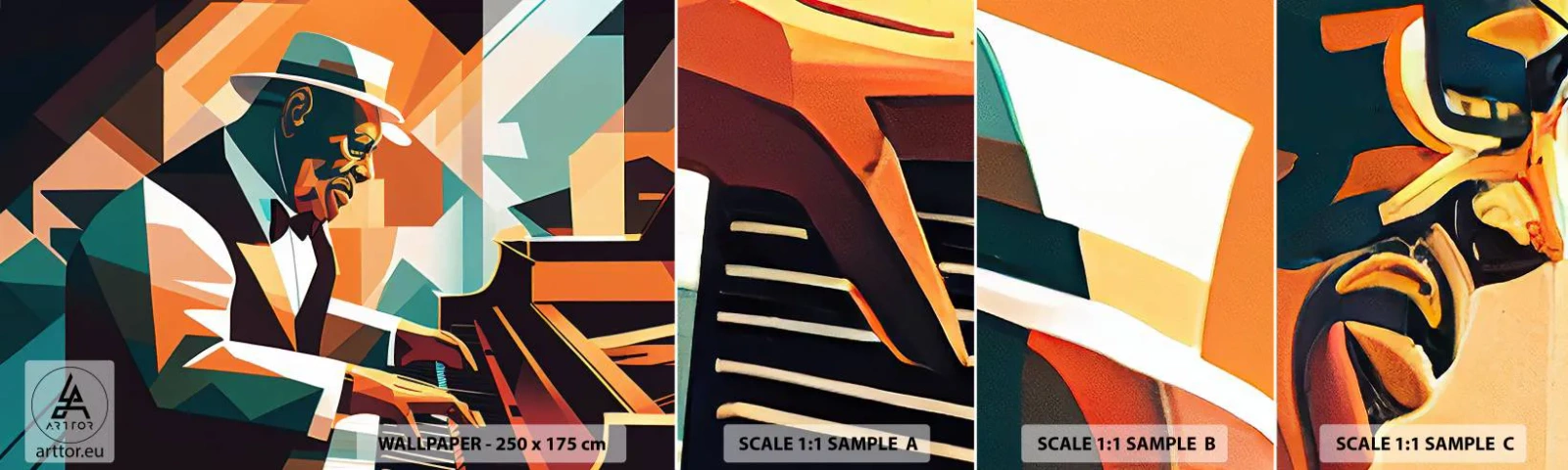 Vzorka Fototapeta Standard Eco - Celý tento jazz - Klavír, Klavír, kubizmus - 100x30 cm