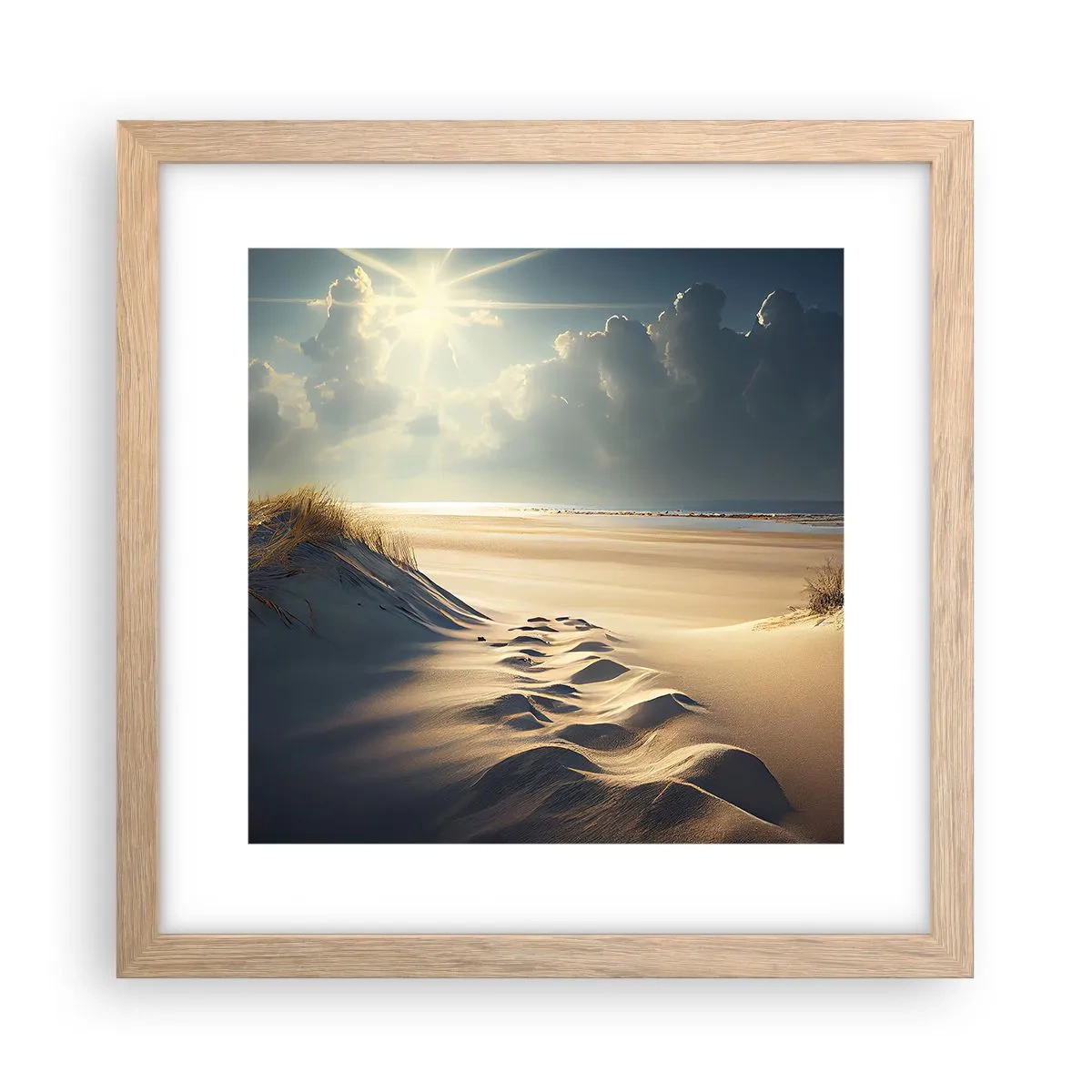 Plagát v ráme zo svetlého duba - Upokojujúca krajina - 30x30 cm