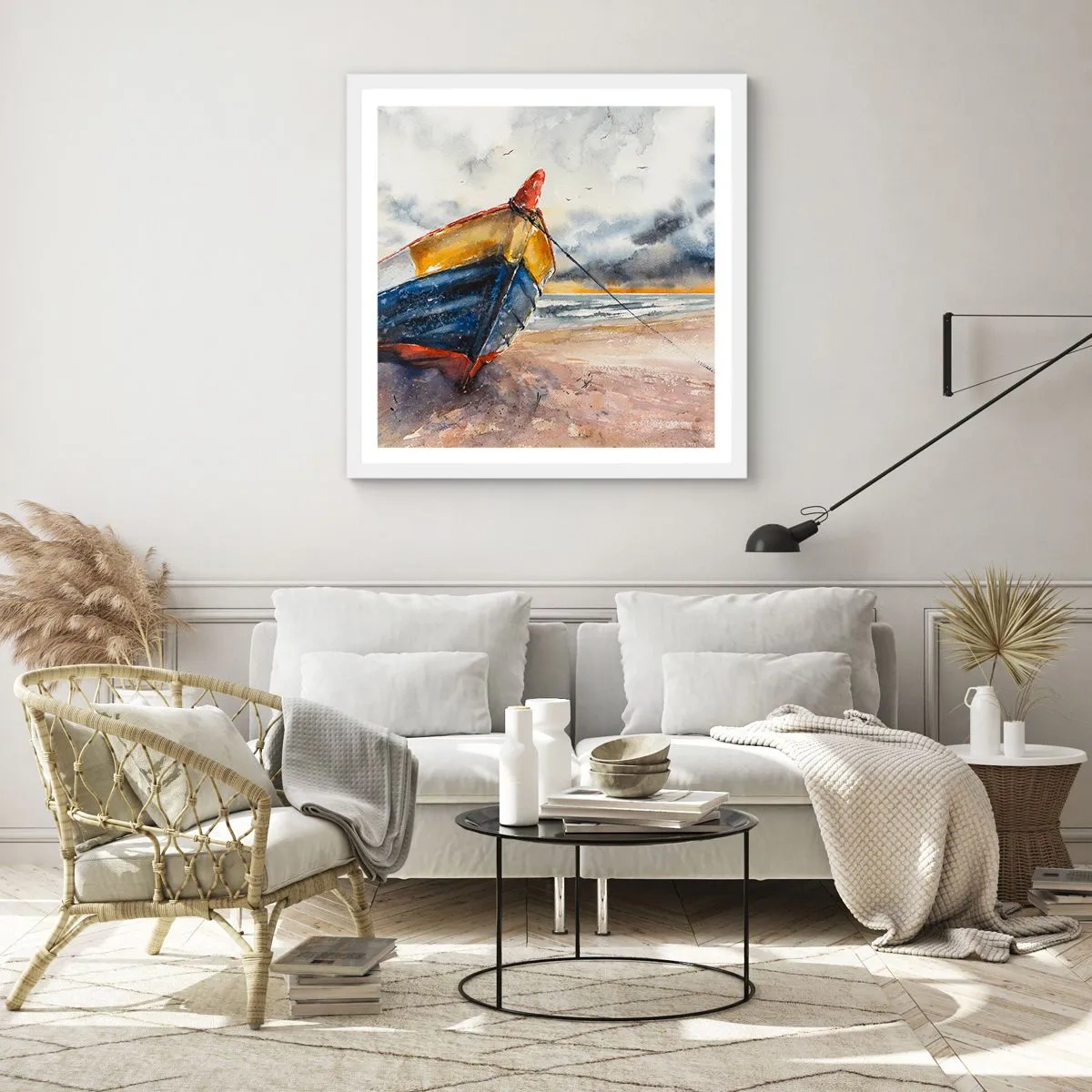 Plagát v bielom ráme - Odpočinok na brehu - 30x30 cm