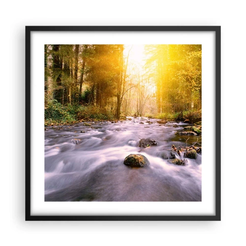 Plagát v čiernom ráme - Malachit v strieborno-zlatej podobe - 50x50 cm