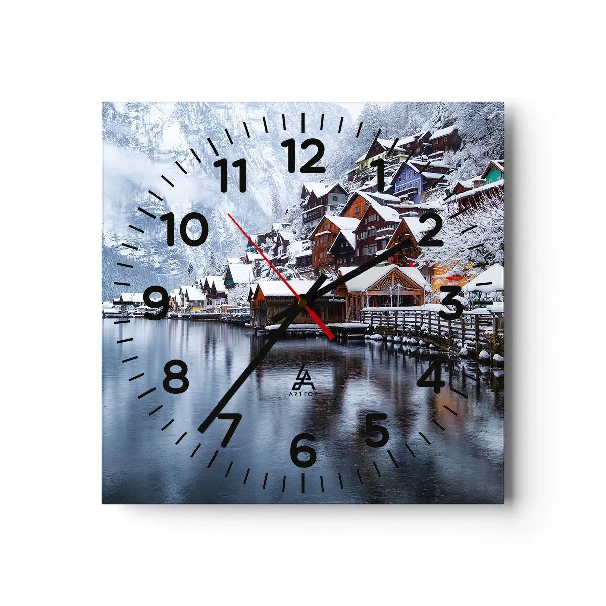 Nástenné hodiny - V zimnej dekorácii - 40x40 cm