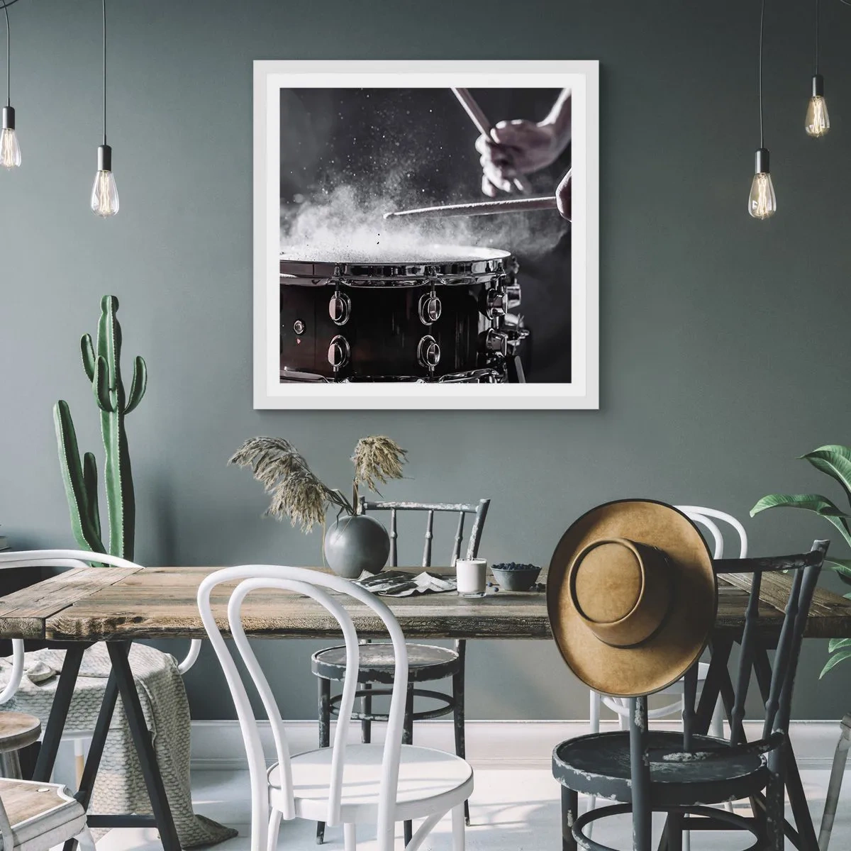 Plagát v bielom ráme - Pulz hudby - 40x40 cm