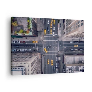 Obraz na plátne - Letecký pohľad na rušnú mestskú ulicu - 70x50cm - Jednoduchá voľba - Moderná nástenná dekorácia do obývacej izby a spálne ARTTOR