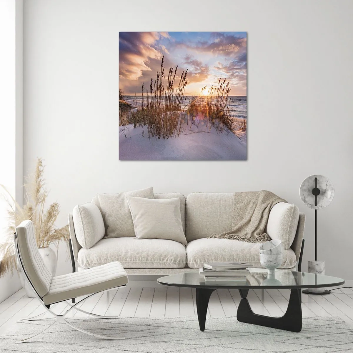 Obraz na skle - Rozlúčka so slnkom a vetrom - 40x40 cm