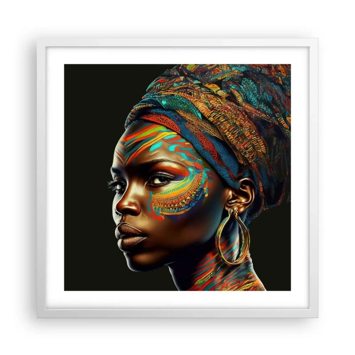 Plagát v bielom ráme - Africká kráľovná - 50x50 cm