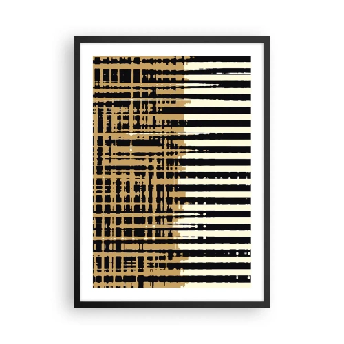 Plagát v čiernom ráme - Geometrický vzor s čiarami a teplými farbami - 50x70cm - Architektonická abstrakcia - Moderná nástenná dekorácia do obývacej izby a spálne ARTTOR