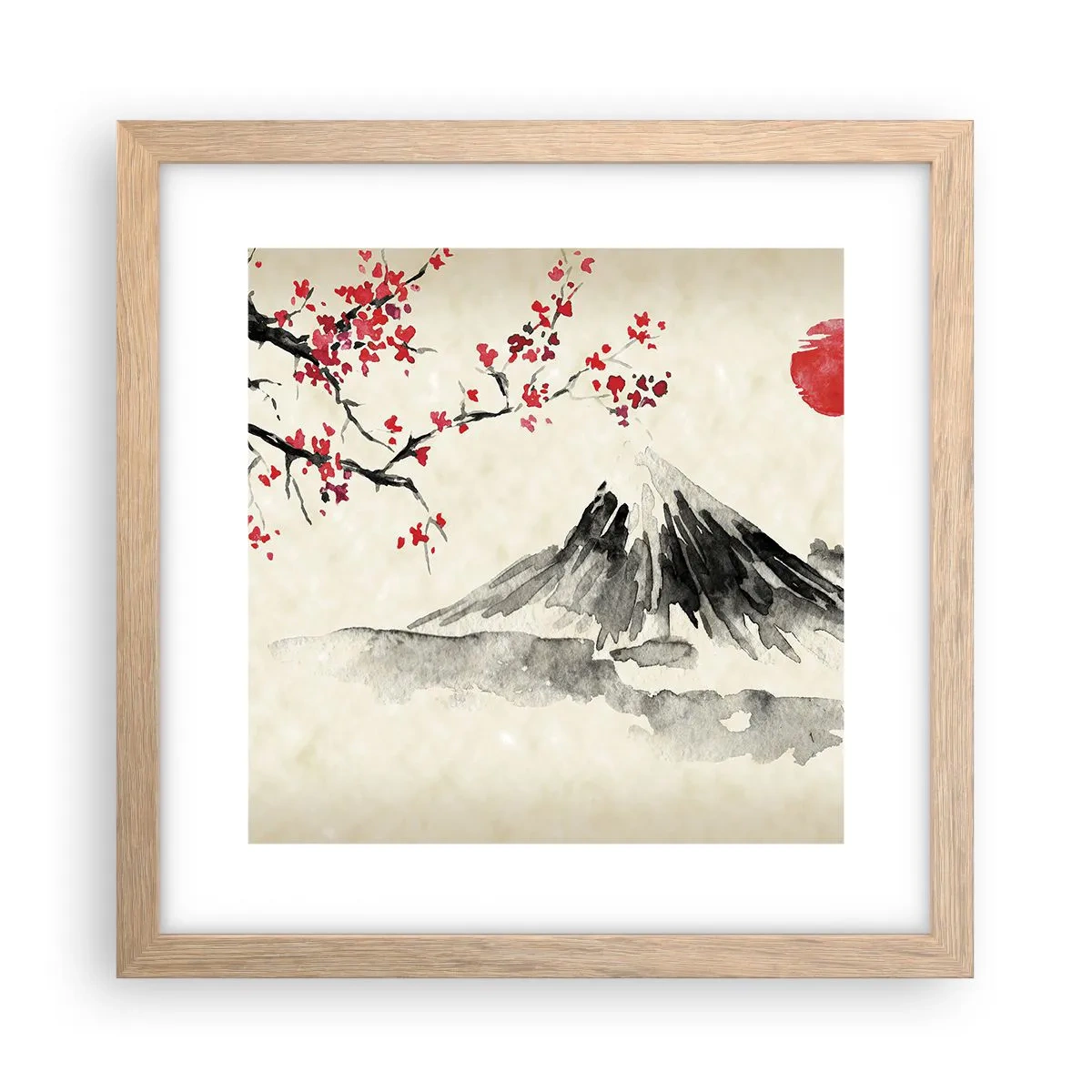 Plagát v ráme zo svetlého duba - Zamilujte sa do Japonska - 30x30 cm