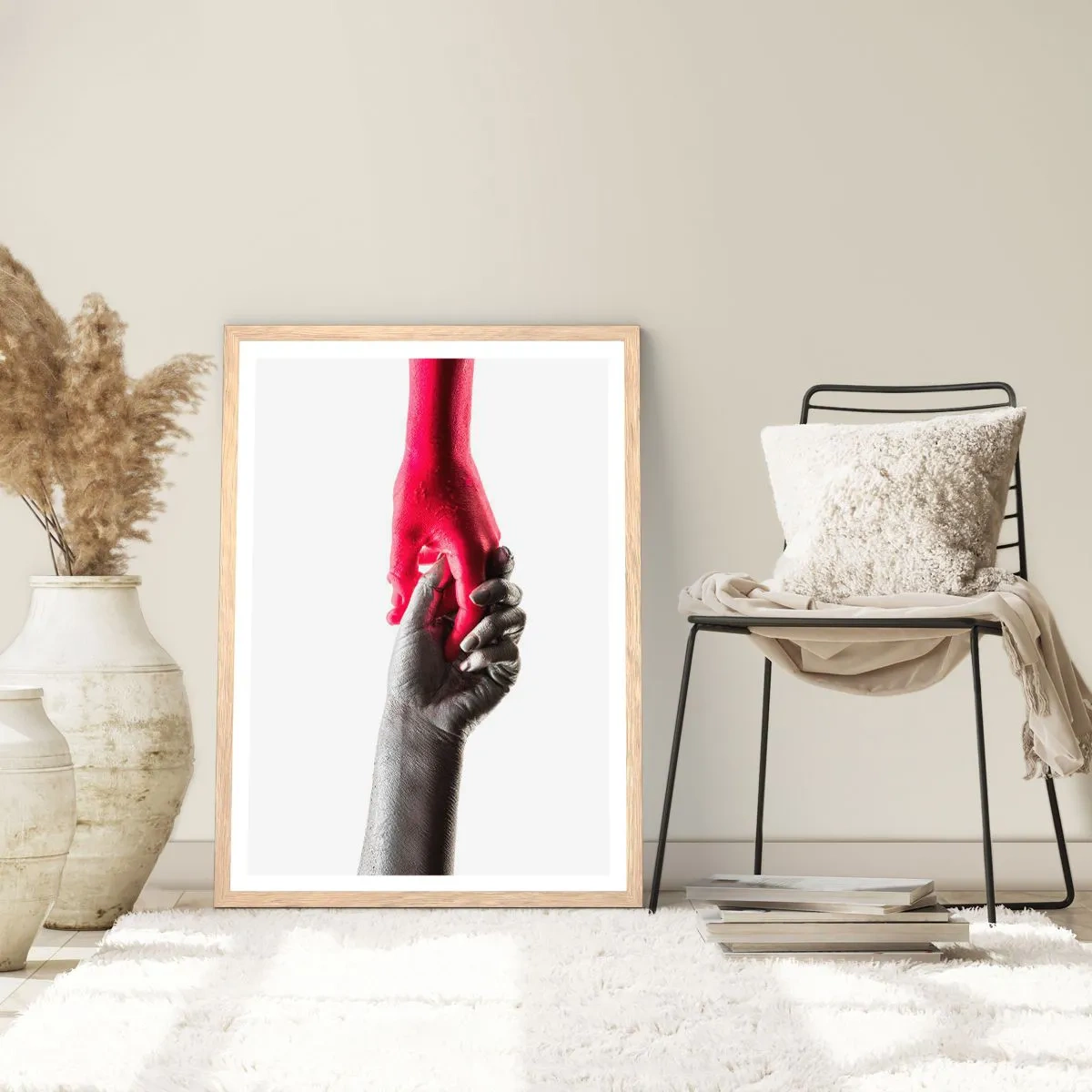 Plagát v ráme zo svetlého duba - Spolu aj keď sme odlišní - 61x91 cm