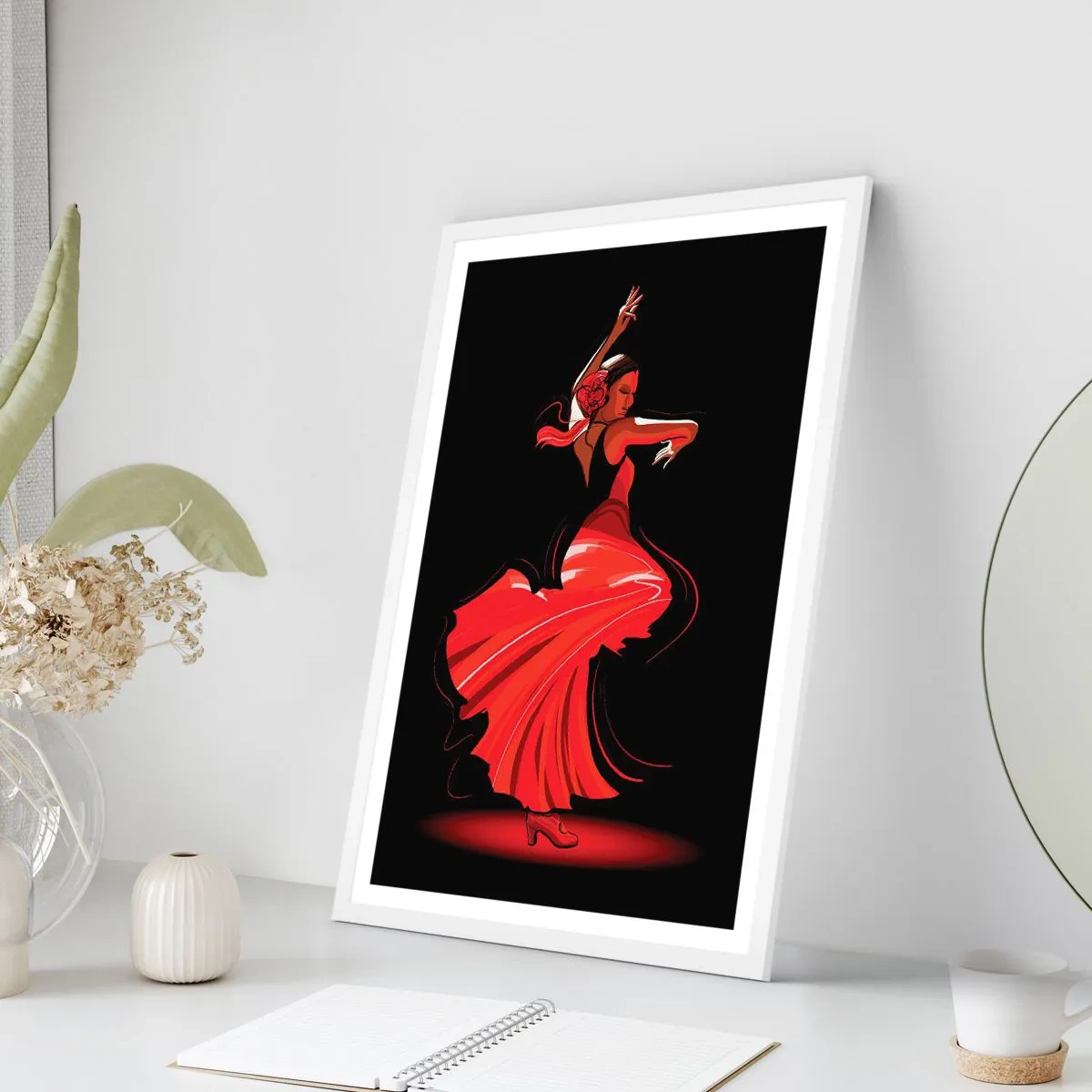 Plagát v bielom ráme - Horúca duša flamenco - 70x100 cm