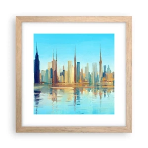 Plagát v ráme zo svetlého duba - Slnečná metropola - 30x30 cm