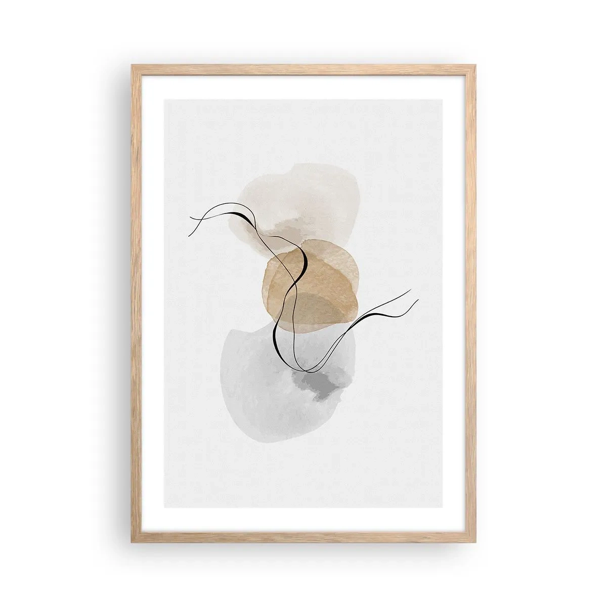 Plagát v ráme zo svetlého duba - Vzdušné korálky - 50x70 cm