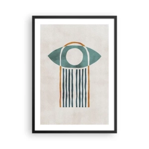 Plagát v čiernom ráme - Minimalistický symbol oka v boho štýle - 50x70cm - Znaky a rituály - Moderná nástenná dekorácia do obývacej izby a spálne ARTTOR